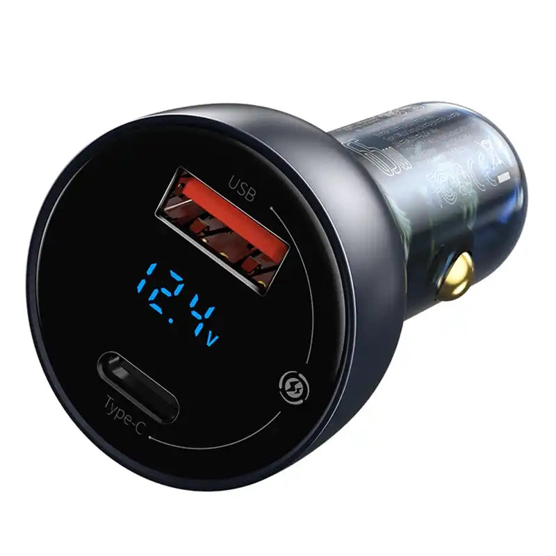 Baseus Particular Digital Display car charger with display, USB + USB-C, QC3.0+PD, 5A, 65W (gray) - Product Image 5
