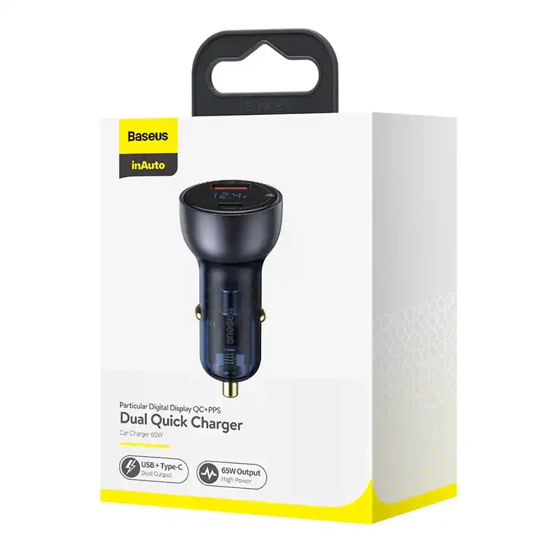 Baseus Particular Digital Display car charger with display, USB + USB-C, QC3.0+PD, 5A, 65W (gray) - Product Image 7