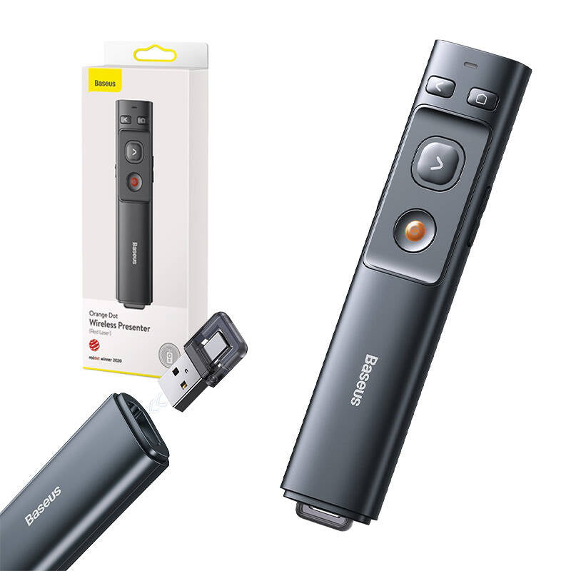 Baseus Orange Dot Multifunctionale remote control for presentation, with a laser pointer - gray - Product Image 8