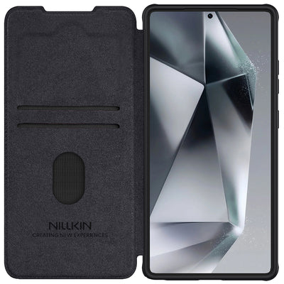 Nillkin Qin Pro Case for Samsung Galaxy S25 Ultra with Flip and Camera Cover - Black