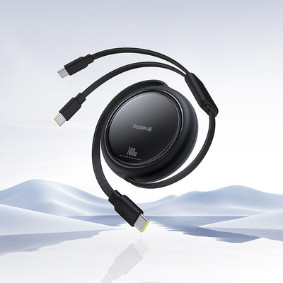 Baseus Bright Mirror Series USB-C Retractable Cable - 2 x USB-C 100W 1m - Black