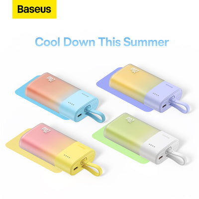 Baseus Popsicle 5200mAh 20W Powerbank with Built-in Lightning Cable (+ White Baseus Simple USB-C - USB-C 60W/20V/3A/30cm Cabl