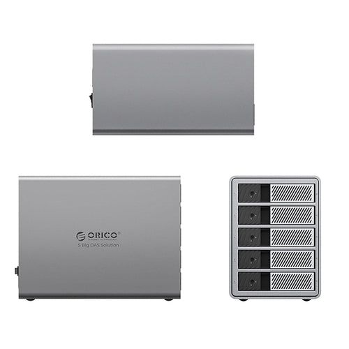Orico 9858T3 5 Big DAS Solution ProThunder Disk Array with Thunderbolt 3 for 5 x 2.5"/3.5" SATA HDD/SSD - Gray