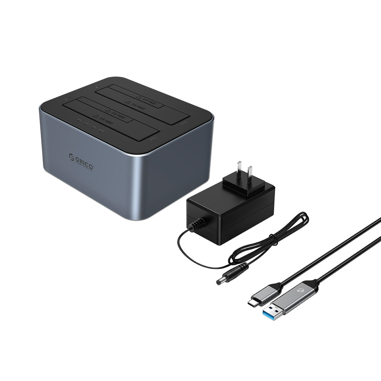 Orico 6626C3-C-V1 2-Drive Docking Station with Offline Clone Function 2.5"/3.5" SATA HDD/SSD - Gray