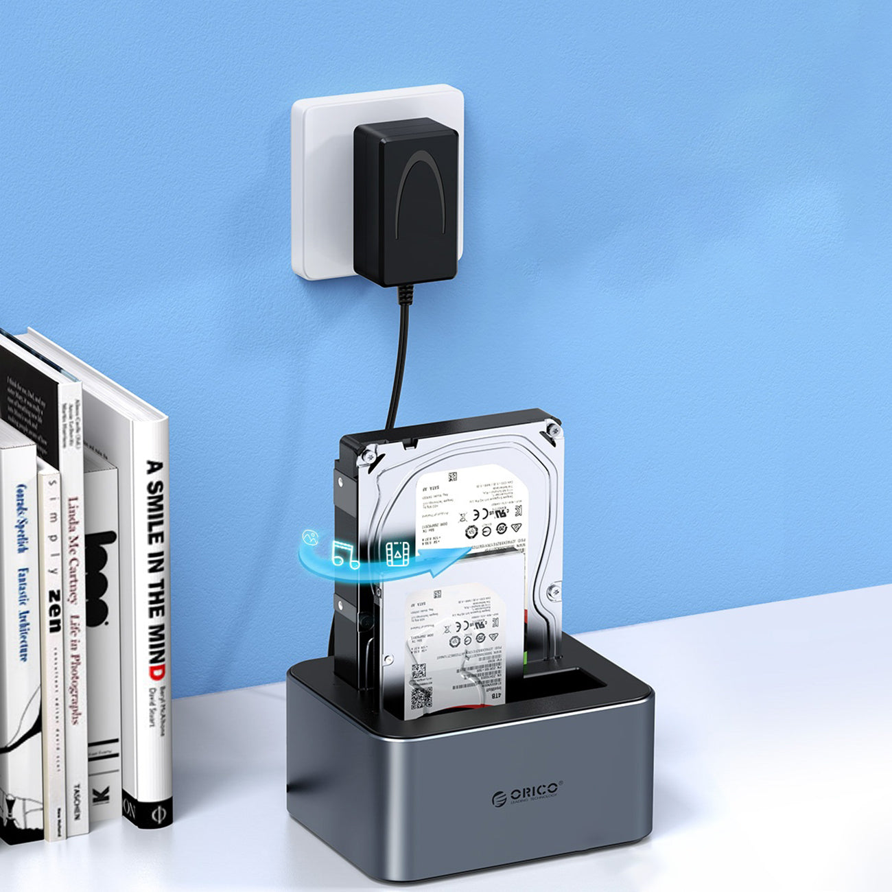 Orico 6626C3-C-V1 2-Drive Docking Station with Offline Clone Function 2.5"/3.5" SATA HDD/SSD - Gray