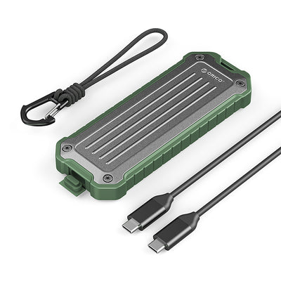 Wzmocniona kieszeń dyskowa Orico OTPX-G2 M.2 NVMe/SATA SSD USB-C 3.2 taktyczna - szaro-zielona