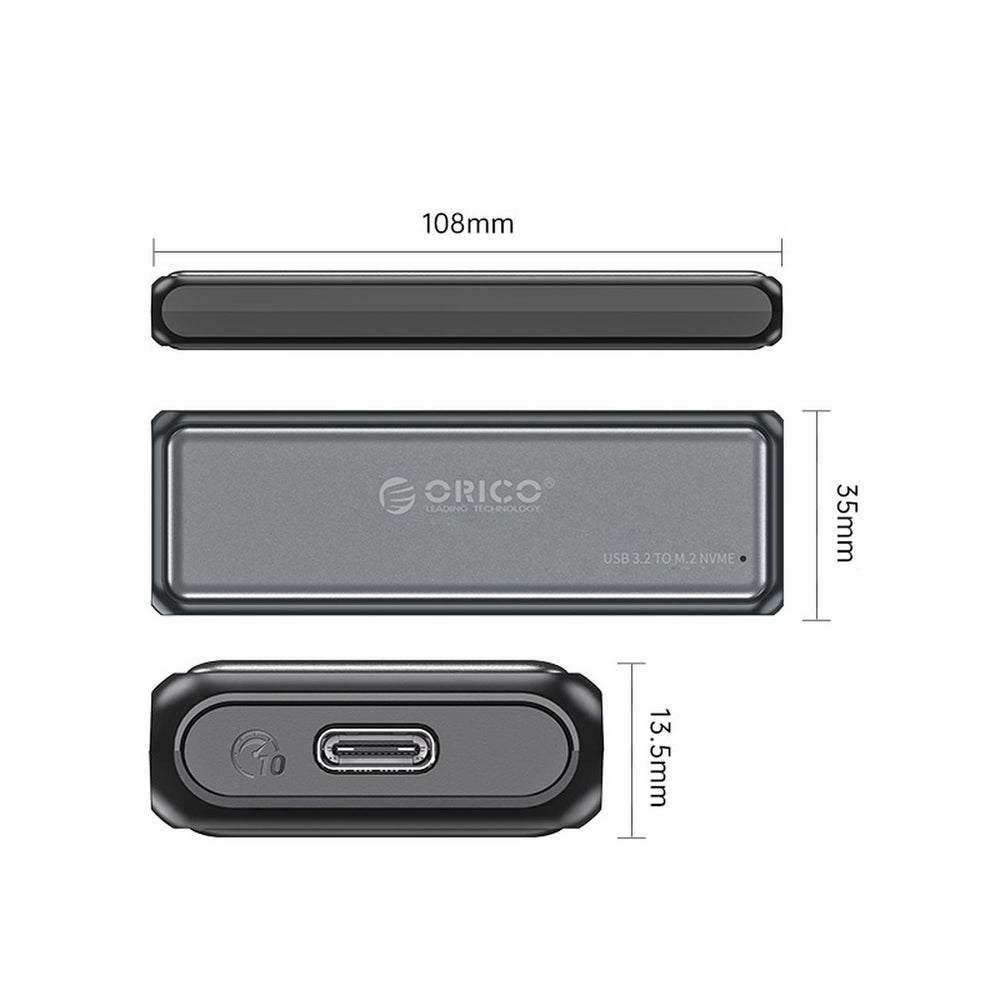 Orico DDM2-C3-G2 M.2 NVME USB-A USB-C 3.2 10Gb/s Disk Drive - Gray