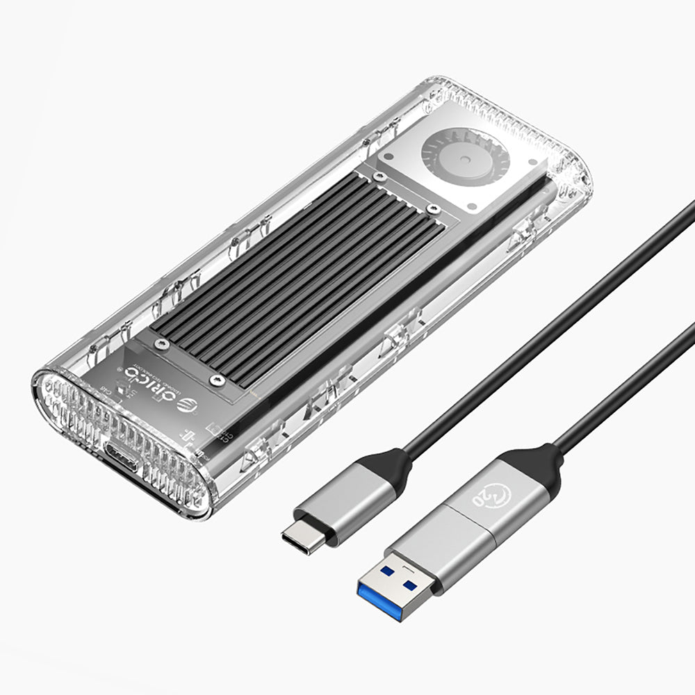 Orico TCM2-G20 M.2 NVME USB-C 3.2 20Gb/s Disk Drive - Silver/Transparent