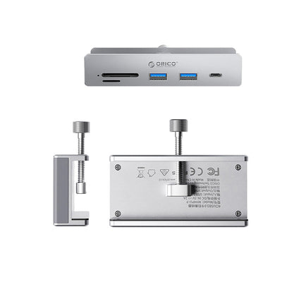Orico MH5PC Hub Clamp-Mounted USB-C / 2x USB-A 3.2 + 1x USB-C 3.2 + 1x SD&TF - Silver