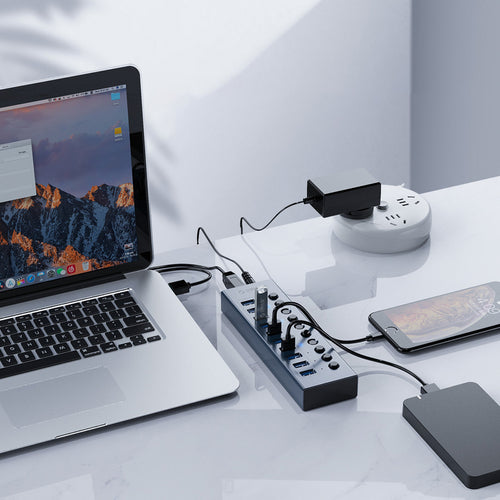 Orico BT2U3-16AB Hub 16x USB-A 3.0 with switches - gray