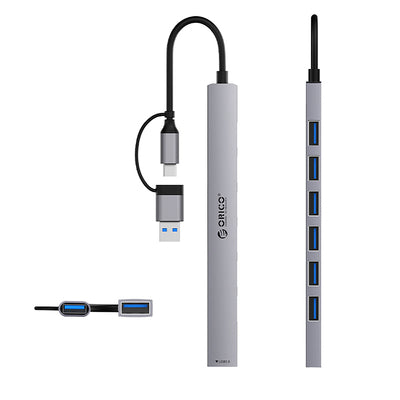 Orico YSA2-U3 USB-A/USB-C Hub Docking Station 1x USB-A 3.0 + 6x USB-A 2.0 - Gray
