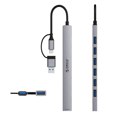 Orico YSA2-U3 USB-A/USB-C Hub Docking Station 1x USB-A 3.0 + 6x USB-A 2.0 - Gray