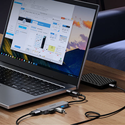 Orico YSB4-U2 USB-A/USB-C Hub Docking Station 2x USB-A 2.0 + 1x USB-A 3.0 + 1x USB-C 2.0 + 1x USB-C - Gray