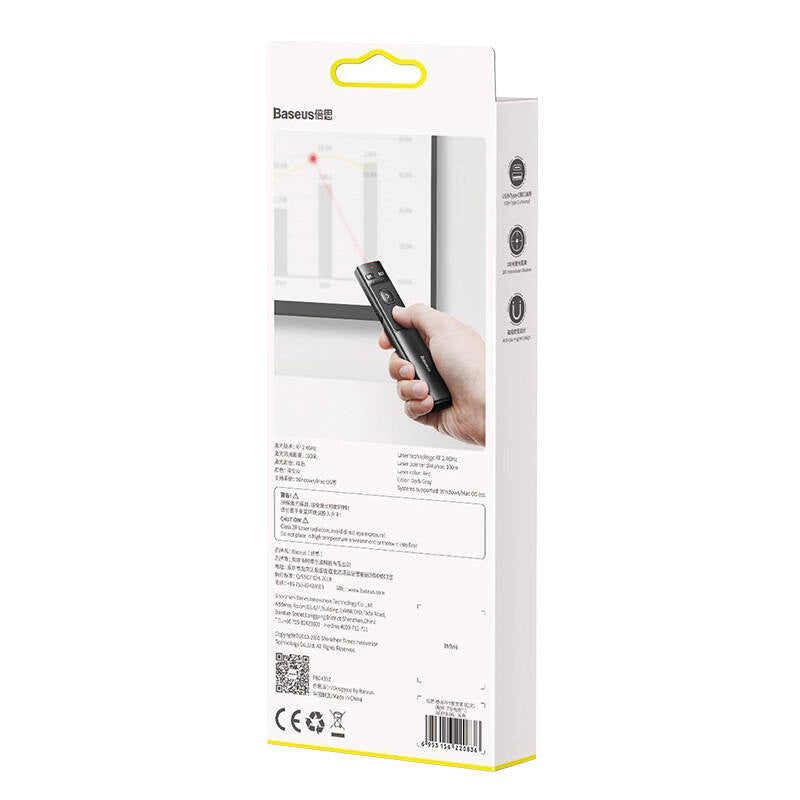 Baseus Orange Dot Multifunctionale remote control for presentation, with a laser pointer - gray - Product Image 5
