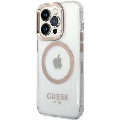 Guess Metal Outline MagSafe case for iPhone 15 Pro - gold
