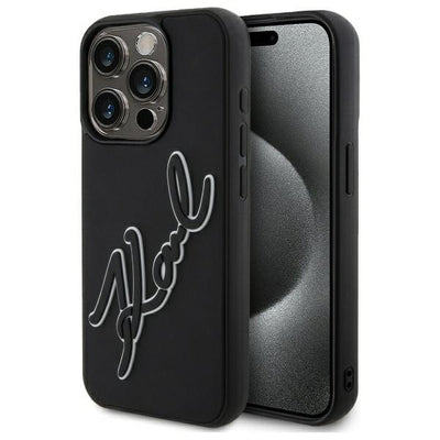 Karl Lagerfeld 3D Rubber Signature Case for iPhone 15 Pro - Black