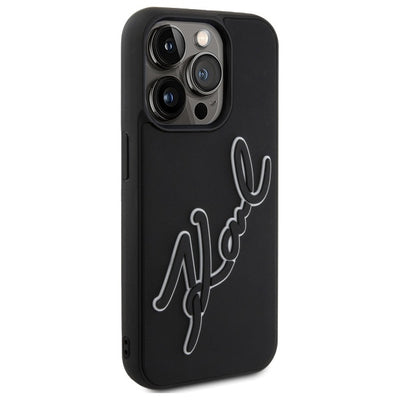 Karl Lagerfeld 3D Rubber Signature Case for iPhone 15 Pro - Black