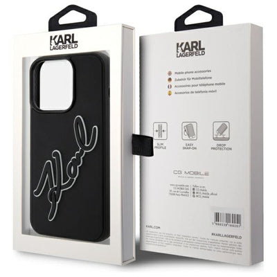 Karl Lagerfeld 3D Rubber Signature Case for iPhone 15 Pro - Black