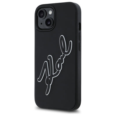 Karl Lagerfeld 3D Rubber Signature iPhone 15 Case - Black