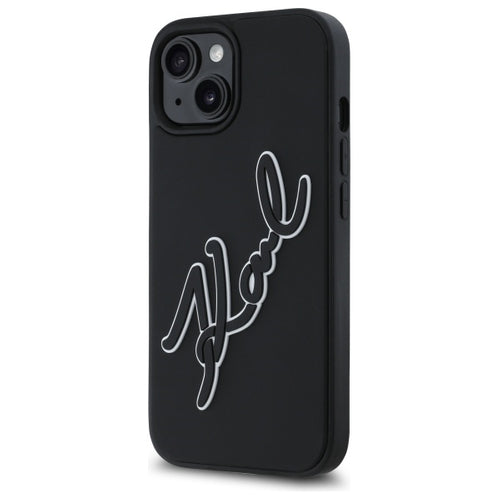 Karl Lagerfeld 3D Rubber Signature iPhone 15 Case - Black