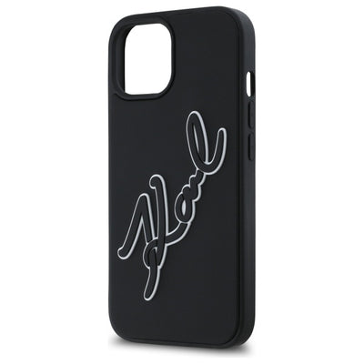 Karl Lagerfeld 3D Rubber Signature iPhone 15 Case - Black