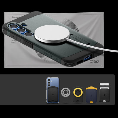 Spigen Tough Armor MagSafe Case for Samsung Galaxy S25 - Green