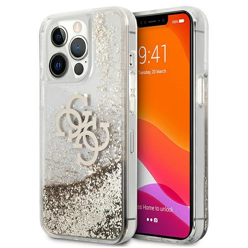 Guess 4G Big Liquid Glitter case for iPhone 13 Pro Max 6.7" - gold