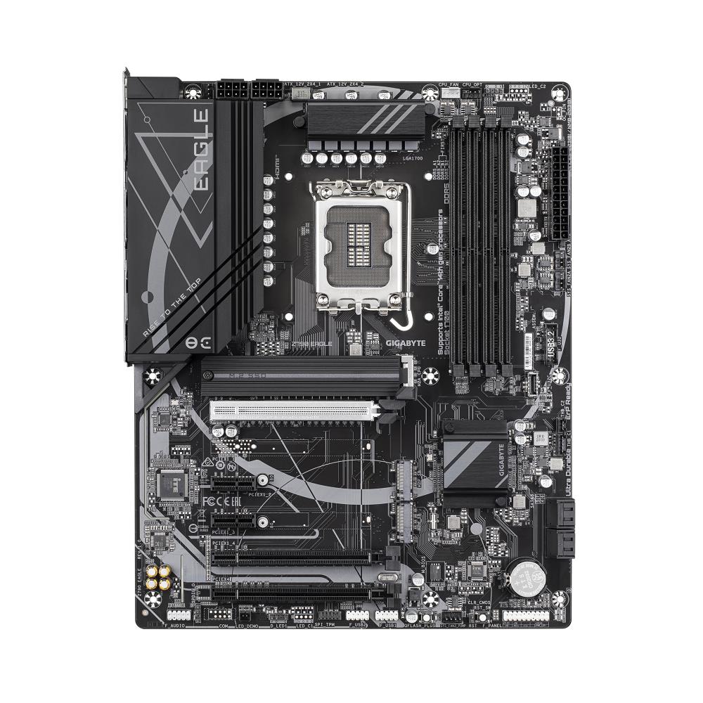 Mainboard GIGABYTE Intel Z790 LGA1700 ATX Memory DDR5 Memory slots 4 3xPCI-Express 3.0 1x 1xPCI-Express 4.0 4x 1xPCI-Express 5.0 16x 3xM.2 1xHDMI 1xDisplayPort 6xUSB 2.0 6xUSB 3.2 1xUSB-C 1xPS/2 1xOptical S/PDIF 1xRJ45 3xAudio port Z790EAGLE1.0