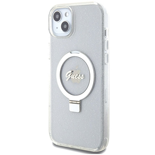 Guess GUHMP15MHRSGSD iPhone 15 Plus / 14 Plus 6.7" transparent/transparent hardcase Ring Stand Script Glitter MagSafe