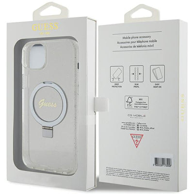 Guess GUHMP15MHRSGSD iPhone 15 Plus / 14 Plus 6.7" transparent/transparent hardcase Ring Stand Script Glitter MagSafe