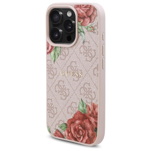 Guess GUHMP16LP4ROPEMCP iPhone 16 Pro 6.3" pink/pink hardcase 4G Flowers Print MagSafe