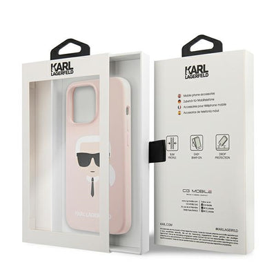Karl Lagerfeld Silicone Karl`s Head Case for iPhone 13 Pro / 13 6.1" - Light Pink
