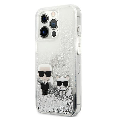 Karl Lagerfeld Liquid Glitter Karl&Choupette case for iPhone 13 Pro Max 6.7" - silver