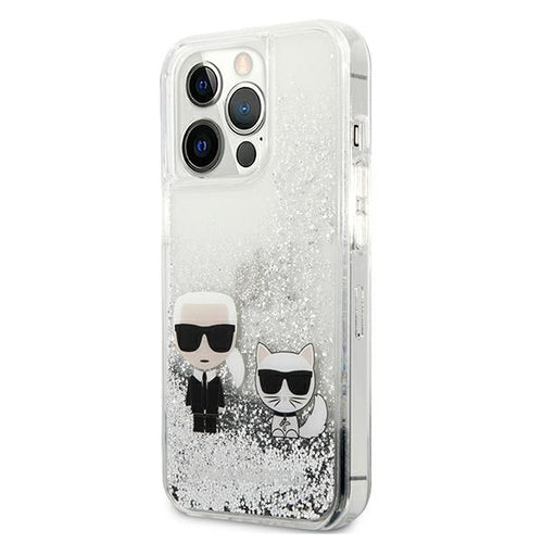 Karl Lagerfeld Liquid Glitter Karl&Choupette case for iPhone 13 Pro Max 6.7" - silver