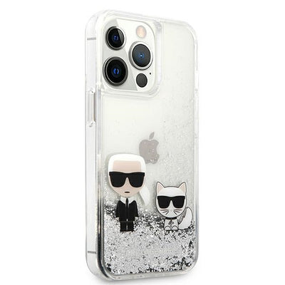 Karl Lagerfeld Liquid Glitter Karl&Choupette case for iPhone 13 Pro Max 6.7" - silver