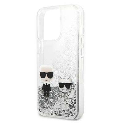 Karl Lagerfeld Liquid Glitter Karl&Choupette case for iPhone 13 Pro Max 6.7" - silver