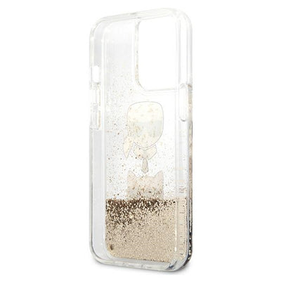Karl Lagerfeld Liquid Glitter Karl&Choupette Head Case for iPhone 13 Pro Max 6.7" - Gold