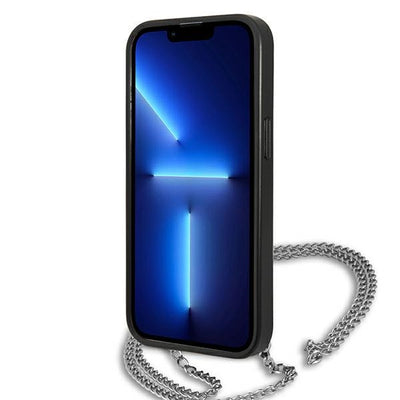 Karl Lagerfeld Leather Textured and Chain Case for iPhone 13 Pro Max 6.7" - Black