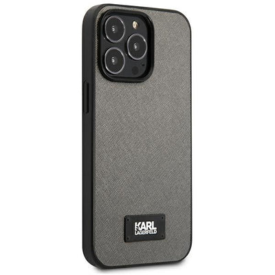 Karl Lagerfeld Saffiano Plaque Case for iPhone 13 Pro Max 6.7" - Silver