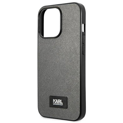 Karl Lagerfeld Saffiano Plaque Case for iPhone 13 Pro Max 6.7" - Silver