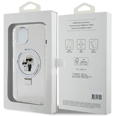 Karl Lagerfeld KLHMP15SHMRSKCH iPhone 15 / 14 / 13 6.1" white/white hardcase Ring Stand Karl&Choupette MagSafe
