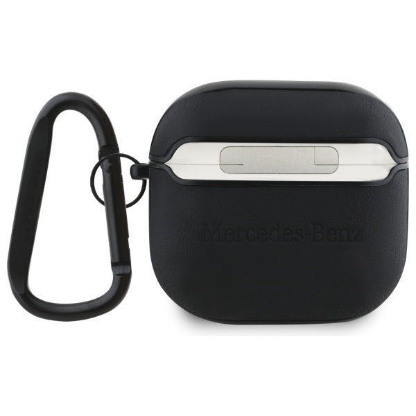 Mercedes MEA4CSLBK AirPods 4 cover black/black Leather Metal Logo