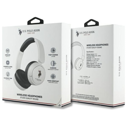 US Polo Bluetooth Headphones USHPV6PUNH White DH Color Logo — U.S. Polo Assn.