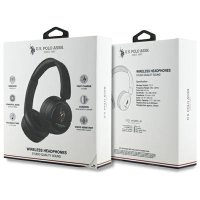 US Polo Bluetooth Headphones USHPV6PUNK Black/Black DH Color Logo — U.S. Polo Assn.