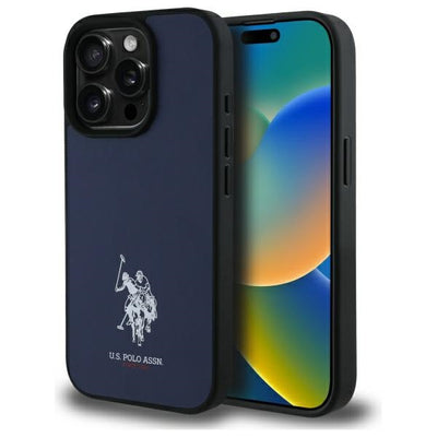 US Polo USHCP15XPGEV iPhone 15 Pro Max 6.7" Navy Leather Embroidered DH Color — U.S. Polo Assn.