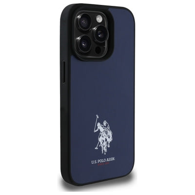 US Polo USHCP15XPGEV iPhone 15 Pro Max 6.7" Navy Leather Embroidered DH Color — U.S. Polo Assn.