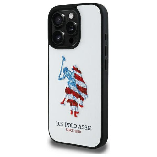 US Polo USHCP15XPUSH iPhone 15 Pro Max 6.7" white/white Leather Big DH American Flag — U.S. Polo Assn.