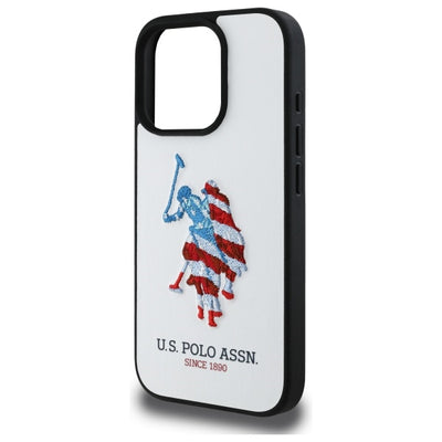 US Polo USHCP15XPUSH iPhone 15 Pro Max 6.7" white/white Leather Big DH American Flag — U.S. Polo Assn.
