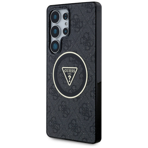 Guess 4G Glitter Triangle Buttons MagSafe Case for Samsung Galaxy S25 Ultra Black