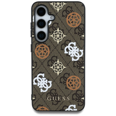 Guess 4G Printed Colored Peony Pattern MagSafe case for Samsung Galaxy S25 brown